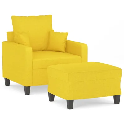 Obrázok produktu pre vidaXL Kreslo s taburetom Svetložltá 60 cm Látka