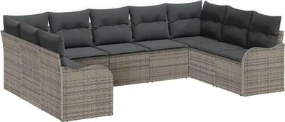 Produktbild von vidaXL Gartensofa-set 9 pcs Grau Poly-Rattan