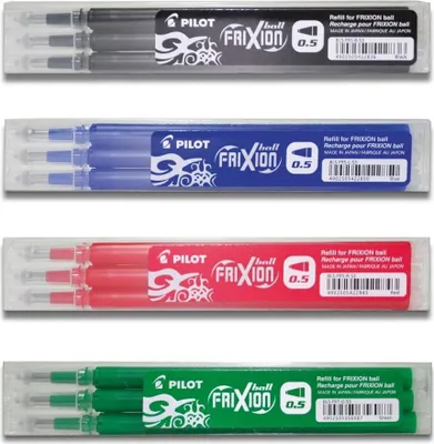 Produktbild von Pilot Frixion Ball Ersatzminen 0.5 - 3x schwarz, 3x blau, 3x rot, 3x grün