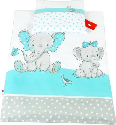 Produktbild von BABYLUX 2 tlg. Set Bezug für Kinderwagen Bettwäsche  60x78cm 111. Elephanten Tur