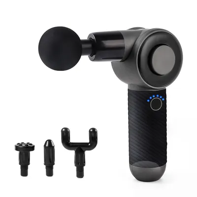 Produktbild von Massagepistole, Massage Gun,mit 4 Massageköpfen,3000RPM,Multi Speed Einstellung,In mehreren Winkeln einstellbar,grau