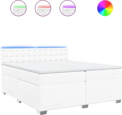 Produktbild von vidaXL Boxspringbett mit Matratze Weiß 200x200 cm Kunstleder