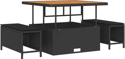 Image de Ensemble de salle à manger pour jardin Noir polyrotin