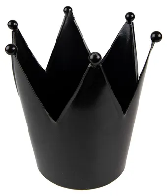 Zdjęcie produktu dla Clayre & Eef świecznik na podgrzewacze Crown Ø 18x21 cm czarny żelazo