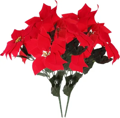 Obrázek produktu pro Umělé květiny vánoční hvězdy Poinsettie sada 2 kusy dekorace na Vánoce červené