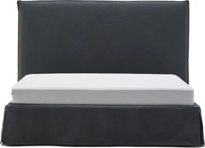 Produktbild von Bett mit abnehmbarem Bezug Jaira 150 x 190 cm Leinen Baumwolle