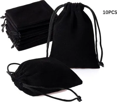Produktbild von 10 Stück weiches Schmuckleder-Accessoires-Kollektion mit Schnürsenkel, Leder-Schalentasche, schwarzes Schmuckleder