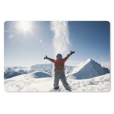 Produktbild von MuchoWow® Mauspad Mousepad Kind mit Schnee in der Schweiz 27x18 cm - Mousepads - Maus Mat - Pad - Mausunterlage - Büroartikel - Desk Matten