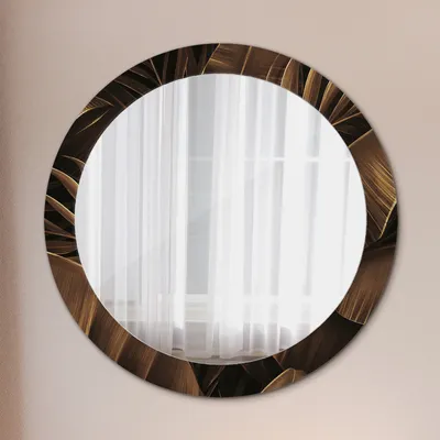 Produktbild von Ø80cm Spiegel - Glasrahmen mit Aufdruck - Wandspiegel Schlafzimmer - bronze banane