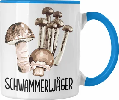 Produktbild von Trendation - Schwammerljäger Tasse Geschenk Pilzsammler Pilzjagd Geschenkidee Pilze (Blau)