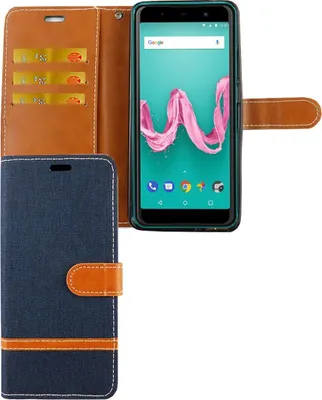 Produktbild von Wiko Lenny 5 Handy Hülle Schutz-Tasche Case Cover Kartenfach Etuis Wallet Blau