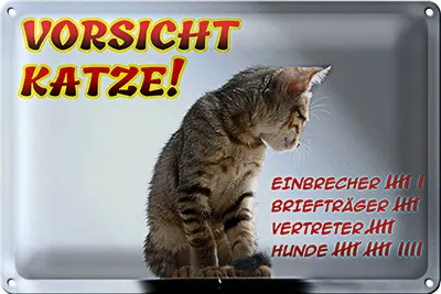 Produktbild von Blechschild Spruch 30x20cm Vorsicht Katze