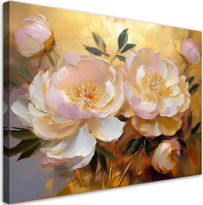 Produktbild von Leinwandbild Pfingstrose Gemalte Blume 120x80 Feeby Rosa bild für die wand bereit zum aufhängen