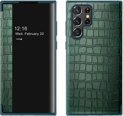 Produktbild von König Design Hülle kompatibel mit Samsung Galaxy S23 Ultra Kunstleder Handyhülle - Handy Case Grün