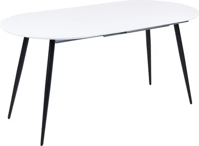 Obrázek produktu pro BELIANI Jídelní stůl bílý MDF 120/160 x 80 cm 6místný černé ocelové nohy oválná rozkládací deska moderní design