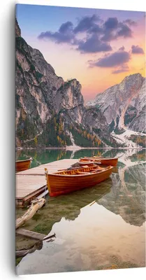 Produktbild von Bild auf Leinwand - Leinwandbild - Einteilig - Boote Berge See - 65x120cm - Wand Bild - Wanddeko - Wandbilder - Leinwanddruck - Bilder - Wanddekoration - Leinwand bilder - Wandbild - PA65x120-4638