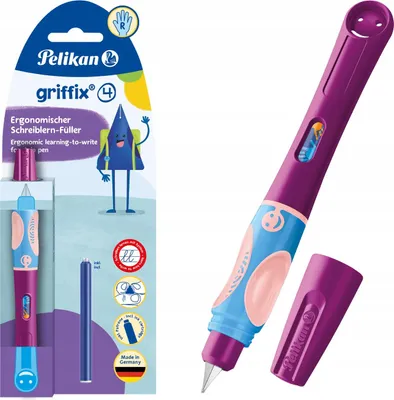 Produktbild von Pelikan griffix® Füller für Rechtshänder, Sweet Berry, Beere, Kartuschenfüllsystem, Blau, Kunststoff, Edelstahl, Rechtshändig