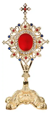 Monstranz 24 cm, Reliquienhalter, Gold, Messing, handgefertigt