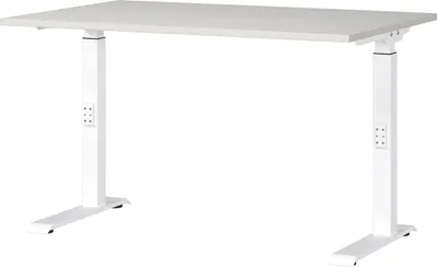 Schreibtisch höhenverstellbar, 120x91x80 cm, Lichtgrau/Weiß