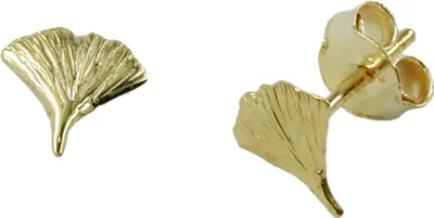 Produktbild von Ginkgoblatt Stecker Ohrstecker Ohrschmuck aus 375 Gold Gelbgold für Damen
