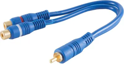 Obrázok produktu pre shiverpeaks ®-BASIC-S--Cinch predlžovací kábel cinch zástrčka na 2 cinch zásuvky, dvojito tienený, modrý, 0,2 m (BS40045)