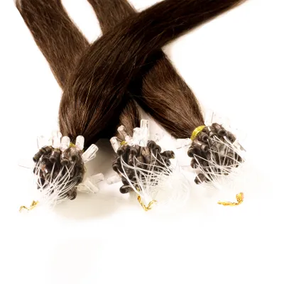Image de hair2heart Microring Extended human hair straight - 25 mèches 1g 50cm 6/3 blond foncé gold