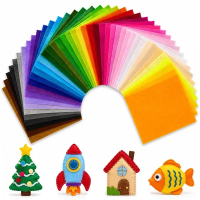 40 Stück Filzstoff-Blätter 15x15 cm bunt Bastelfilz