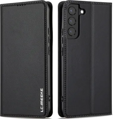 Immagine prodotto di Custodia magnetica in pelle flip per Samsung Galaxy S22+ 5G, con slot per schede e funzione stand Nero