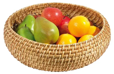Produktbild von Korb, Obstkorb, rund, Bambus in Rattanschiene, Ø25-34,5 cm wählbar : 22 cm Variante: 22 cm
