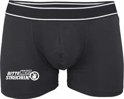 Produktbild von Boxershorts - Mann - Boxer-0026-man-black-v-M - schwarz - M - vorn - Bitte nicht streicheln - lustiges Motiv - Spruch - Unterwäsche - Unterhose - Freizeit - lustig