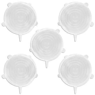 Silikon-Stretchdeckel 5er-Set 14,5 cm, dehnbar, transparent weiß