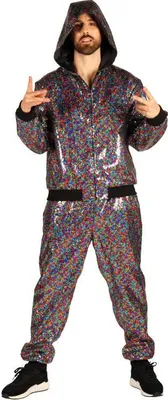 Produktbild von T4189-9900-L-XL bunt Herren Rapper Kostüm 80-90er Jahre Jogginganzug Sportanzug Gr.L-XL=52-56