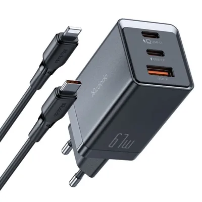 Produktbild von Mcdodo Schnelles Ladegerät Stromversorgung 3X Usb-C Pd Usb Gan 67W Kabel 1M