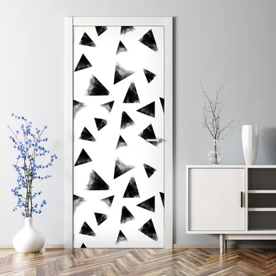 Produktbild von Dekorative Türtapete selbstklebend Klebefolie Türposter Türaufkleber Schwarze Dreiecke 77 x 200 cm