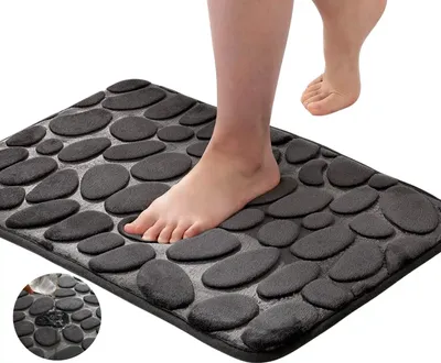 Obrázek produktu pro Černá protiskluzová absorpční koupelnová podložka, měkká pěna, 40x60 cm