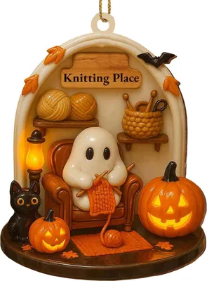 Produktbild von Halloween-Geist-Ornament, Acryl, Geister-Thema, Lesen, Kochen, Malen, Ornament, Baum, hängende Dekoration für den Innenbereich, Heimdekoration