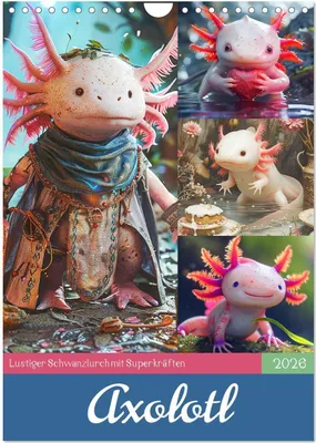 Produktbild von Axolotl. Lustiger Schwanzlurch mit Superkräften (Wandkalender 2026 DIN A4 hoch), CALVENDO Monatskalender