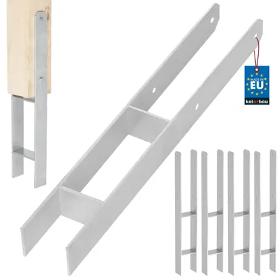 Produktbild von KOTARBAU® 4er Set H-Pfostenträger zum Einbetonieren 70mm / 600mm H-Anker aus galvanisch verzinkter Stahl Silber Pfostenanker Balkenschuhe Stützenfuß Pfostenschuh mit Betonanker Stahlträger Stahlanker