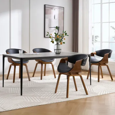 Produktbild von riess-ambiente Retro Stuhl ORGANIC schwarz Walnuss Kunstleder mit Armlehnen