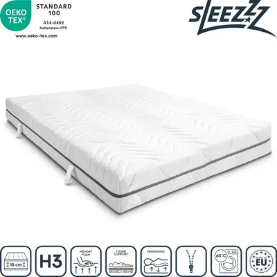 Produktbild von 7 Zonen Viskoelastik-Matratze Sleezzz Smart 180 x 200 cm, Höhe 18 cm, Härtegrad H3 mit Air Memoryschaum