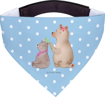 Produktbild von Mr. & Mrs. Panda Hunde Bandana Bär Kind - Blau Pastell - Geschenk, Halstuch für Hund, Hals Tuch, Familie, Muttertag, Dreieckstuch, Mutter, Mama