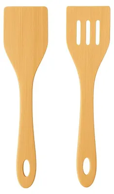 Immagine prodotto di hausleben, set di spatole in bambù da 2 pezzi (30 cm) – set di utensili da cucina in legno – spatole e spatolini ecologici per padelle e wok con rivestimento – robusti e resistenti ai graffi