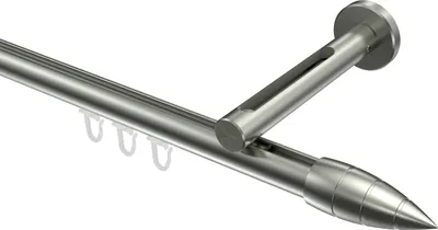 Produktbild von Interdeco Innenlaufstange / Gardinenstange mit Innenlauf Edelstahl-Optik, Typ Siteno Samanto (Rillenpatrone), 20 mm Ø 1-läufig, 180 cm