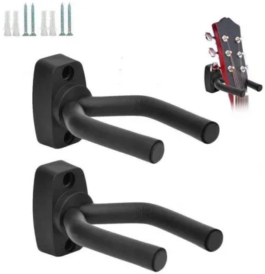 Produktbild von 2er Gitarrenhalter - Wandhalter - Gitarrenstand - Hängehalter - Wandstütze - für Gitarren, Violen, Ukulelen, E-Gitarren, Mandolinen und Banjos
