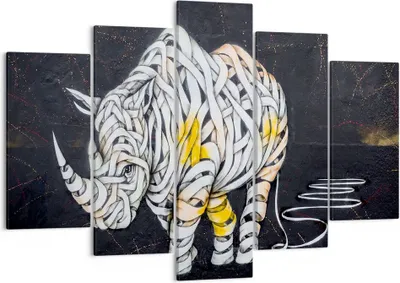 Produktbild von Bild auf Leinwand - Leinwandbild - Nashorn modern - 150x100cm - Wand Bild - Wanddeko - Wandbilder - Leinwanddruck - Bilder - Kunstdruck - Wanddekoration - Leinwand bilder - Wandkunst - EA150x100-3706