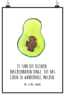 Produktbild von Mr. & Mrs. Panda Bild Avocado Kern DIN A5 - Weiß - Geschenk, Pflanze, wanddeko, Deko, drucke, Liebe, Wandbild, Spruch Leben, Baby, Plakat