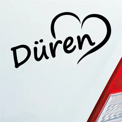 Produktbild von Auto Aufkleber Düren Herz Stadt City Liebe Love Heimat 15,5x8 cm Schwarz Glanz Sticker Heckscheibenaufkleber