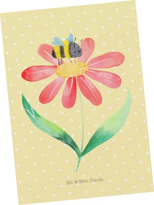Produktbild von Mr. & Mrs. Panda Postkarte Hummel Blume - Gelb Pastell - Geschenk, Grußkarte, Hummeln, Biene, Ansichtskarten, Wespe, einzelkarte, Natur, Lustige Sprüche, Postkarten