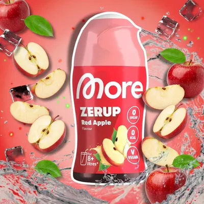 Produktbild von MORE Zerup Zero Sirup Red Apple 65 ml – Zuckerfreier Getränkesirup mit Apfelsaftkonzentrat, KI-generiertes Bild