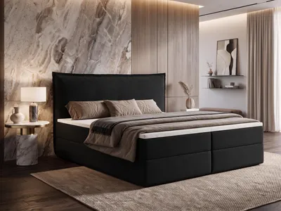 Produktbild von Boxspringbett ARENO 180x200 cm Komplett-Set mit Bettkasten, Bonell-Matratze H3 und Topper - Schwarz